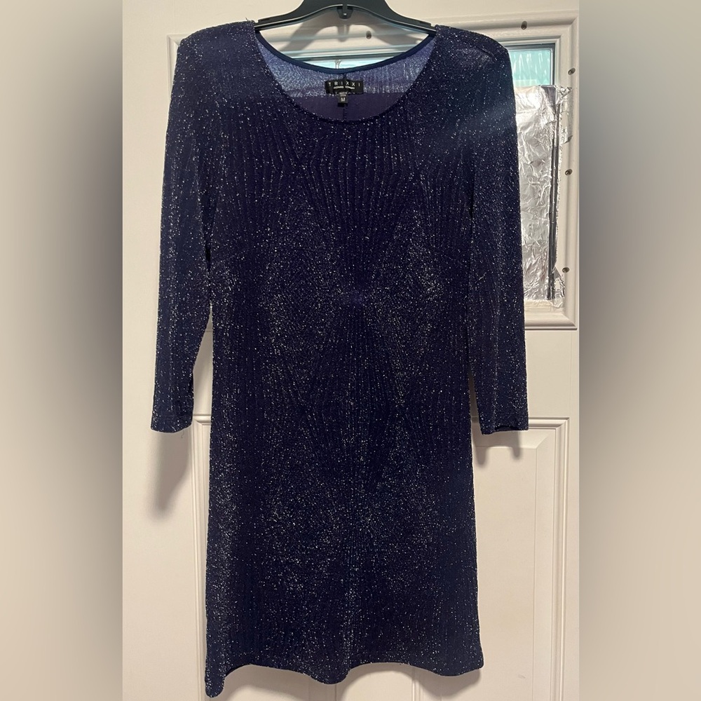 Trixxi Blue Long Sleeve Mock Neck Sheath Dress